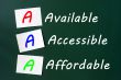 Acronym of AAA for available, accessible and affordable 