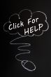 Click for help - words written with chalk on a blackboard 