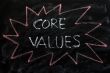 Core values written on a blackboard