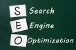Acronym of SEO - Search engine optimization written on a blackboard 