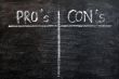 Pros and cons list drawn with chalk on a blackboard