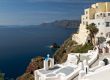 Santorini buildings and the dog