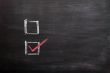 Check boxes with a red tick