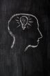 Chalk drawing of brain with innovation