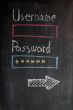Login design on chalkboard with username and password 