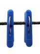 Blue clothes peg and string on the white background isolated