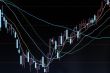 Stock market billboard with analysis curves