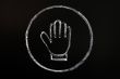 Chalk drawing of stop symbol on blackboard background