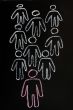 Working together team concept on blackboard background