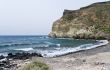 Santorini beach with black pumice