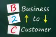 Acronym of B2C - Business to Customer written on a green chalkbo