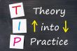 TIP acronym for theory into practice written on a blackboard 