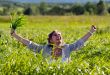 girl screaming in the grass