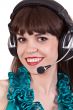 portrait of girl with headphones with microphone