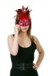 girl in the red masquerade mask