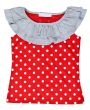 red baby clothes with polka dots
