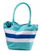 turquoise striped beach bag