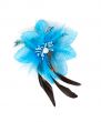 blue flower fabric with feathers