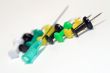 Needle syringe stationery nails, close-up