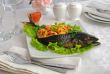 The fish, stuffed with vegetables and cheese