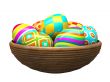 Colorful painted easter eggs in wood plate