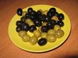 Black and green olives