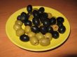 Black and green olives