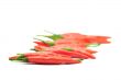 Red hot chili peppers on white background