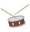 A drum with drumsticks