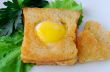 Toast with egg in the form of a heart