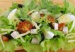 Appetizer of chicken with egg and olives on ciabatta