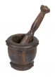 Vintage Wooden Mortar Pedestal With Studs
