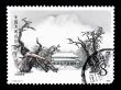 A stamp printed in China shows the ancient temple of Daimiao