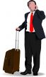 Business man with suitcase. Vector illustration