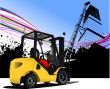 Urban abstract grunge composition with forklift image. Vector il