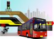 City bus on the road. Vector illustration