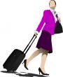 Business man with suitcase. Stewardess. Vector illustration