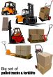 Big set of Forklifts and pallet trucks Vector illustration