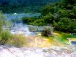 Lava Flow Formation With View Across Lake 