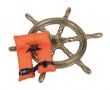 Brass Ship Wheel and Life Vest