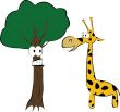 The giraffe and fun tree.