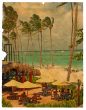 people stay on the beach. Retro design