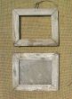 Two old wooden picture frame on the surface texture of burlap. T