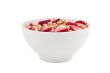 fresh sliced strawberries with cereal