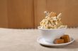 almond ice cream with chopped caramel
