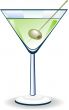 illustrated image of martini glass with olive