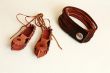 Leather shoes and leather bracelet