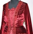 Embroidered red velvet women`s dress