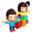Boys and girls received many gifts. 3D Children Character