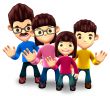 Happy family welcome. 3D Home Character